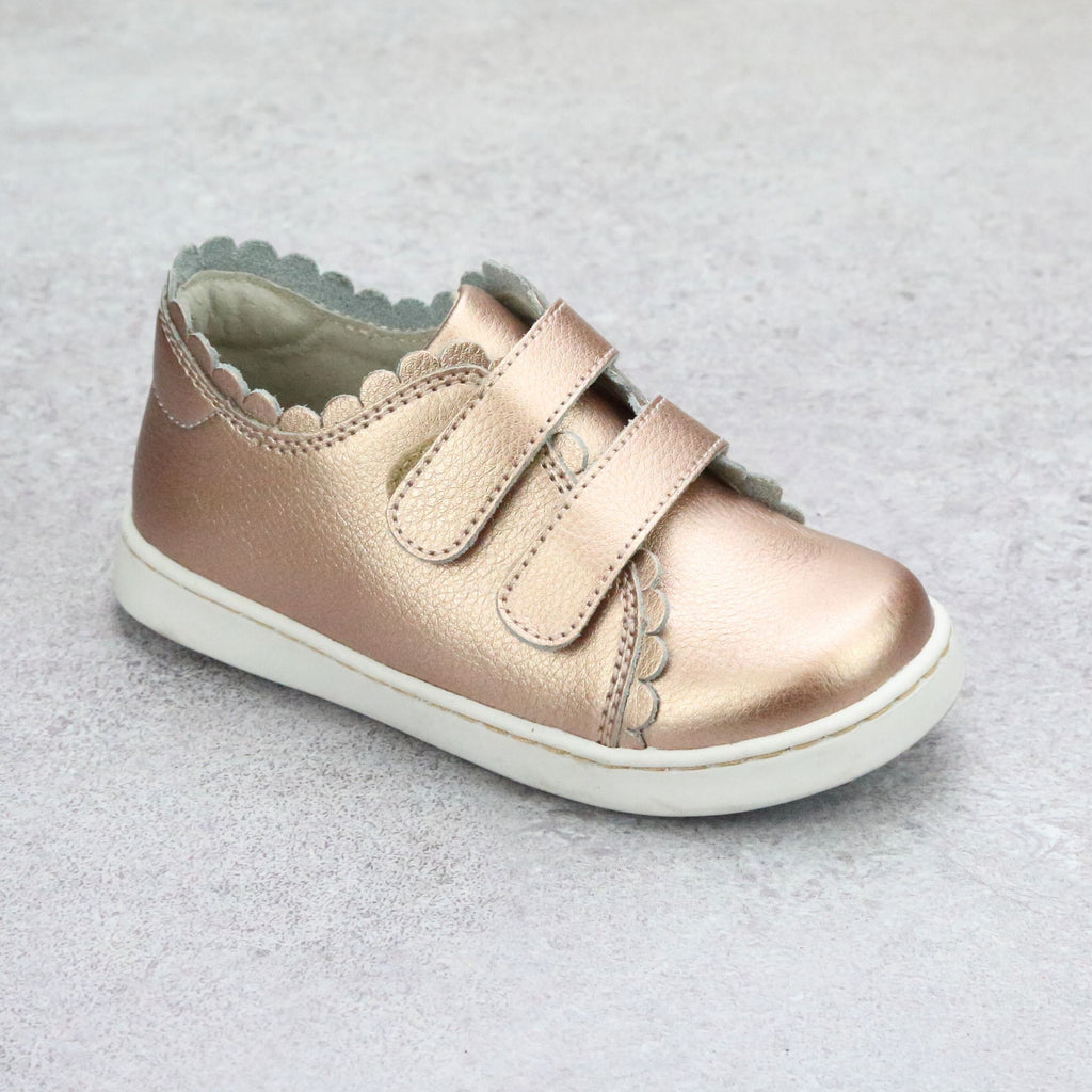 L'Amour Girls Caroline Double Velcro Scalloped Leather Sneaker – L'Amour  Shoes