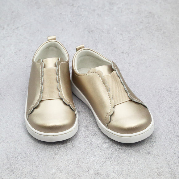 Toddler Girls Phoebe  Gold Scalloped Slip On Leather Sneaker