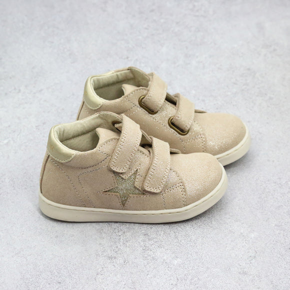 Toddler Girls Kira Glitter Star Leather Champagne Suede Shimmer Sneaker