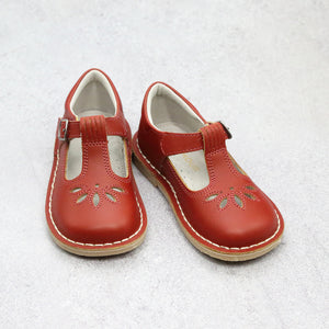 Sienna Vintage Inspired Toddler Classic Mary Janes In Brick Rust Waxed Leather