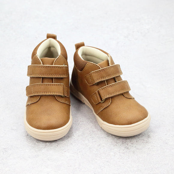 Boys Otis Double Velcro Mid-Top Leather Sneaker - babychelle.com