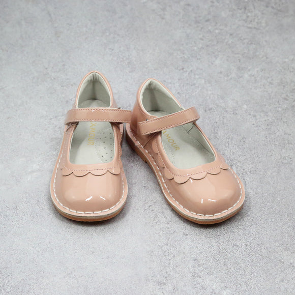 Violette Patent Pale Rose Toddler Classic Scalloped Petal Mary Janes  - Babychelle.com