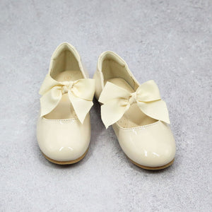 Amelia Girls Special Occasion Bow Flat Patent Cream - Babychelle