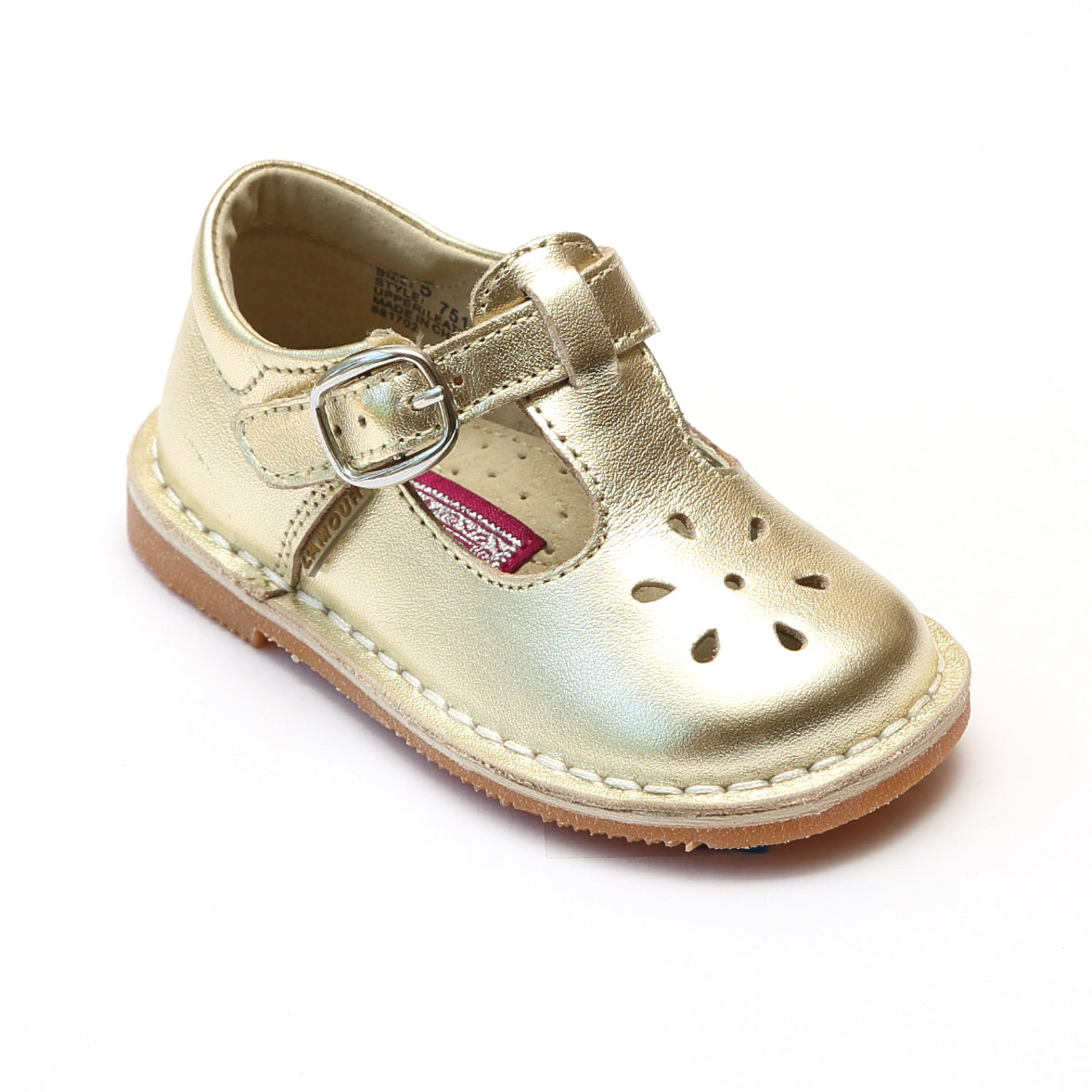 L'Amour Girls Classic 751 Gold Leather Mary Janes – Babychelle