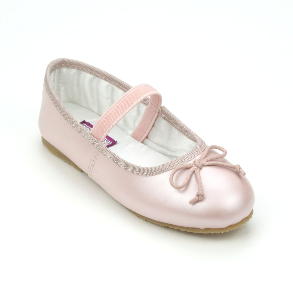 Alia Girls Classic Leather Ballet Flats - Pearl Leather Ballerina Flats ...