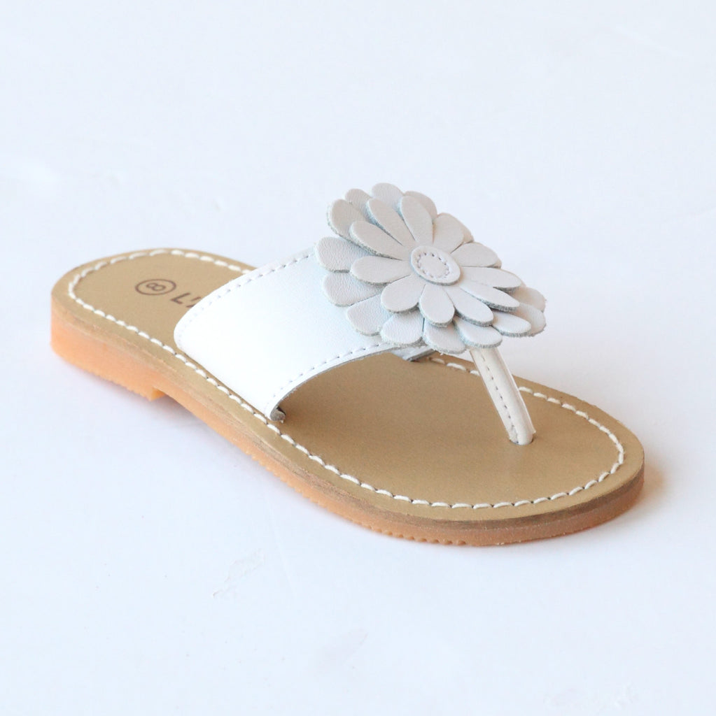 L'Amour Girls J740 White Flower Thong Sandals – Babychelle