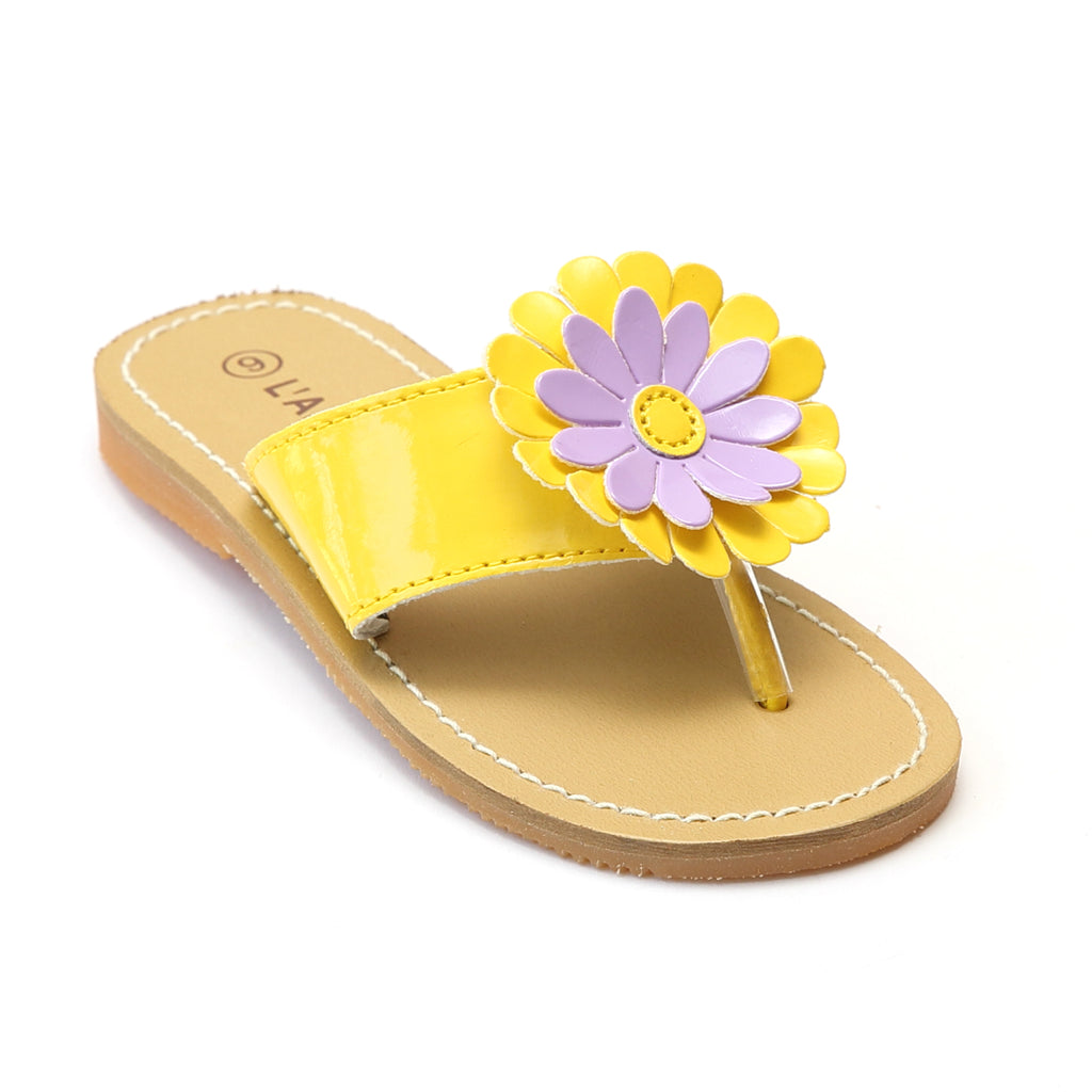 FINAL SALE - L'Amour Girls Yellow Flower Thong Sandals – Babychelle