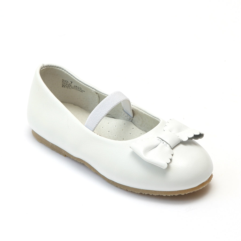 L'Amour Girls J800 Ballet Scalloped Bow Flats – Babychelle