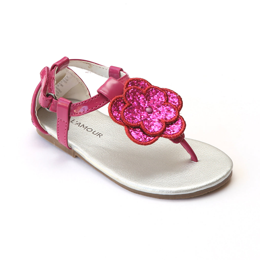 L'Amour Girls Glitter Flower Thong Sandals – Babychelle